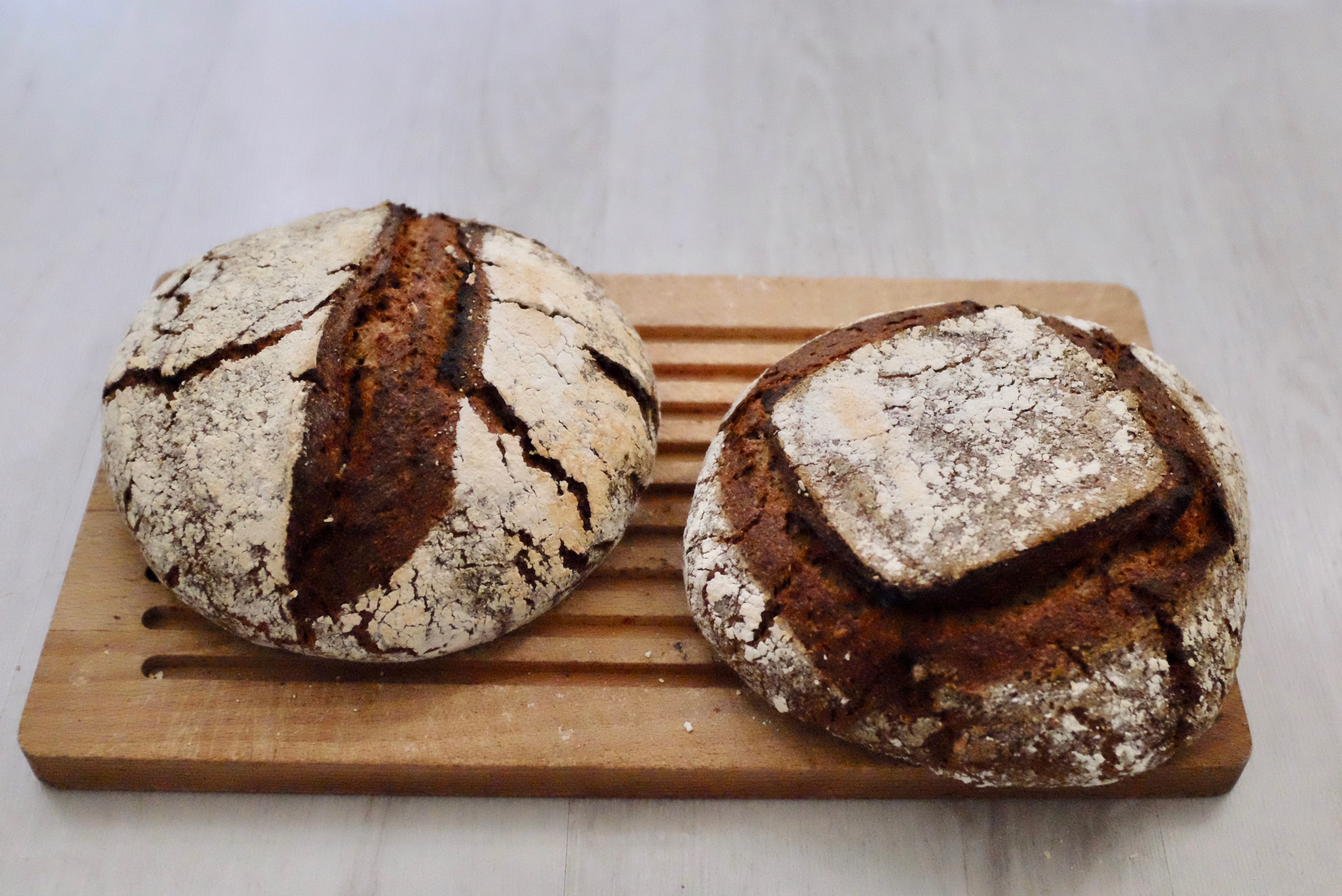 Two loafs of “accidental Norwegian bread”