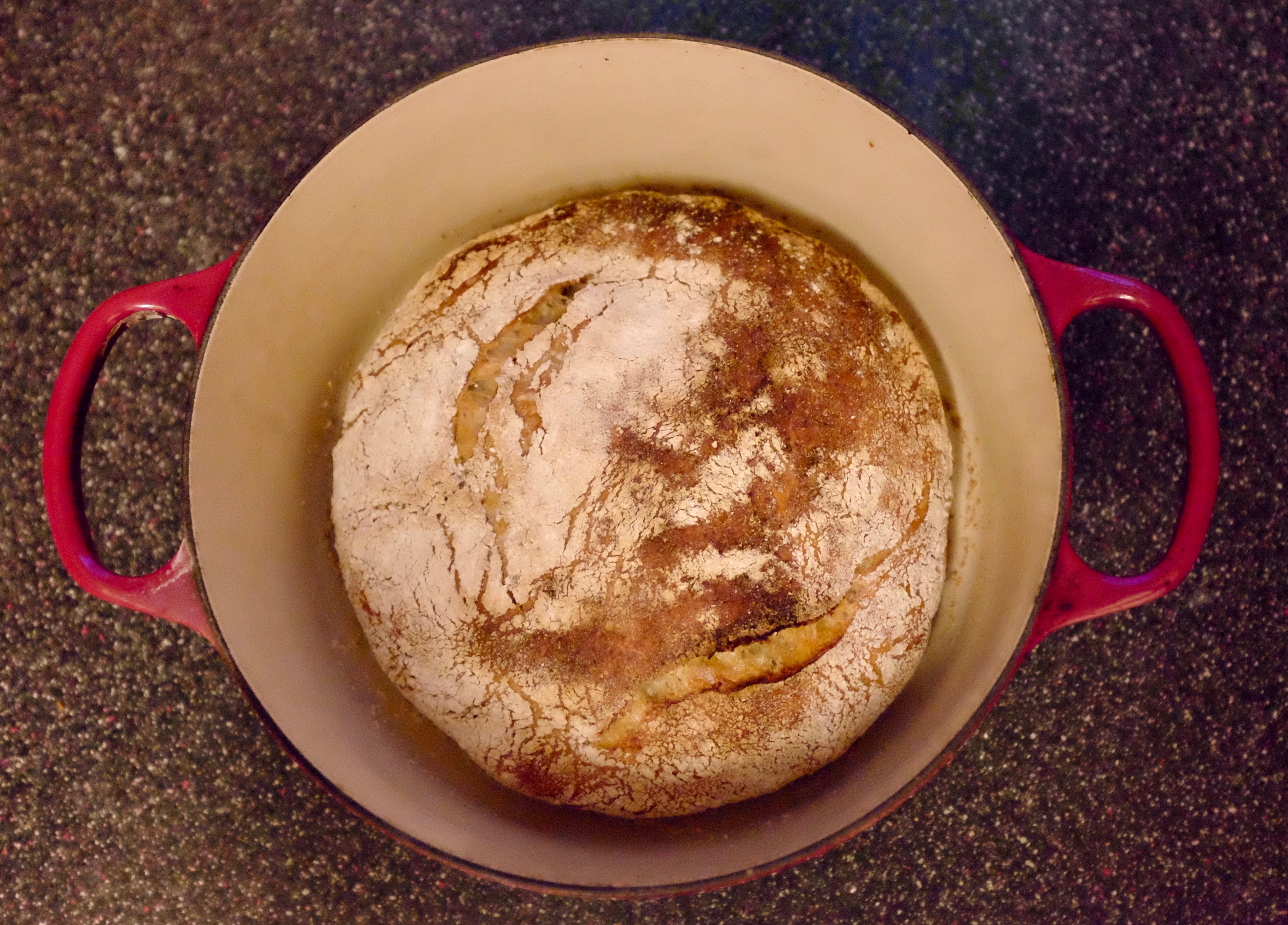 An image of a bread called “No-Knead Bread”